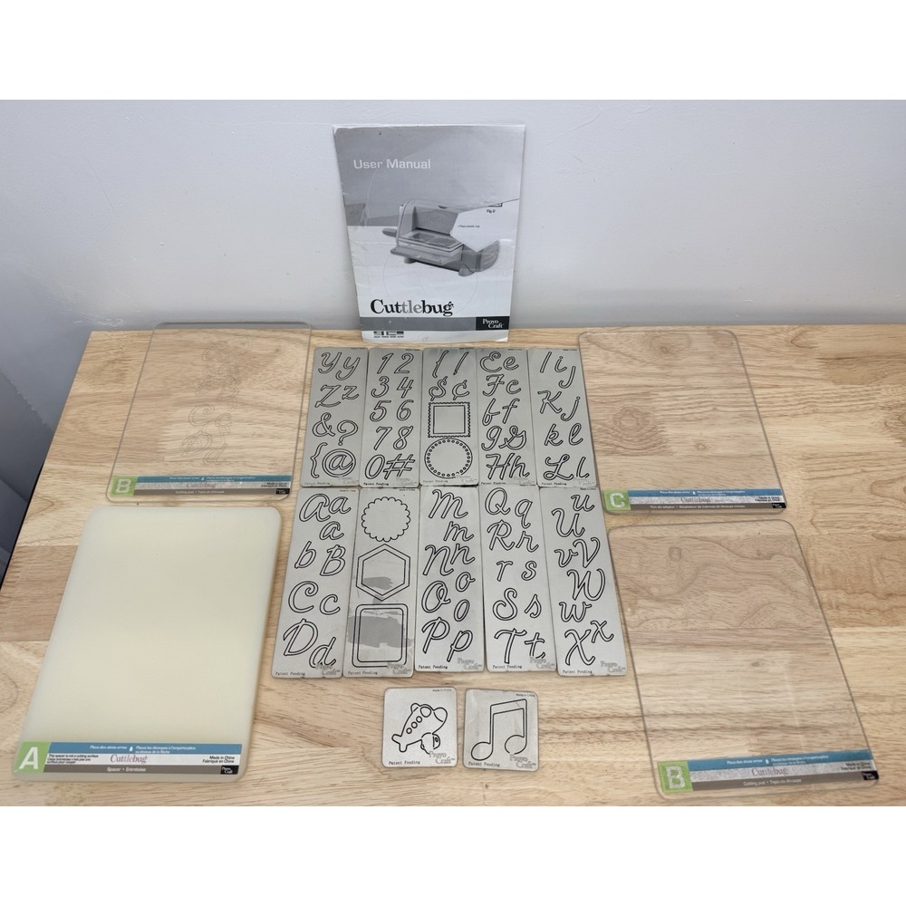 Provo Craft Cuttlebug Alphabet Number Die Set Bundle w/ Plates A B C #35